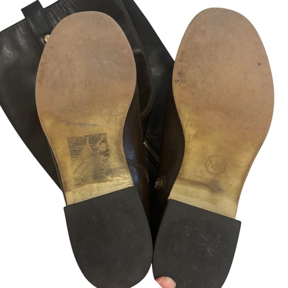 Michael Kors Dark Brown Charm Leather Tall Riding Boots Sz 9.5 - Picture 7 of 14